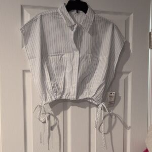 Striped Button-Up Crop Top